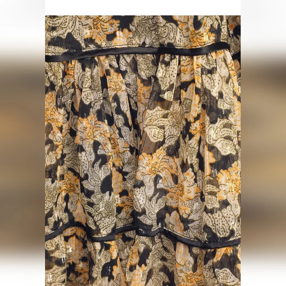 Free Swinging Black Floral Print Ruffled Mini Dress. Size small - Picture 3 of 16